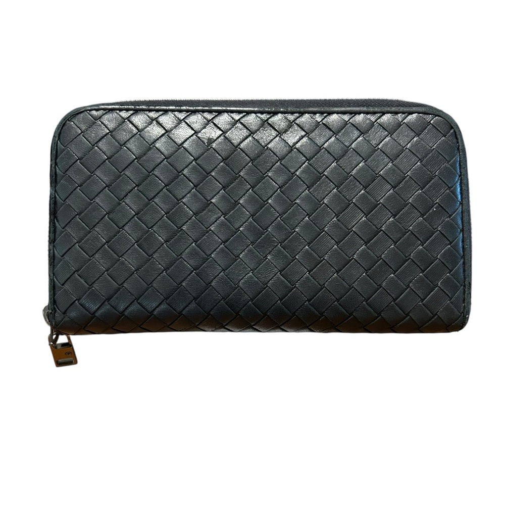 Bottega Veneta Black Woven Leather Wallet